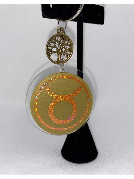 Gold Holographic Zodiac Keychain