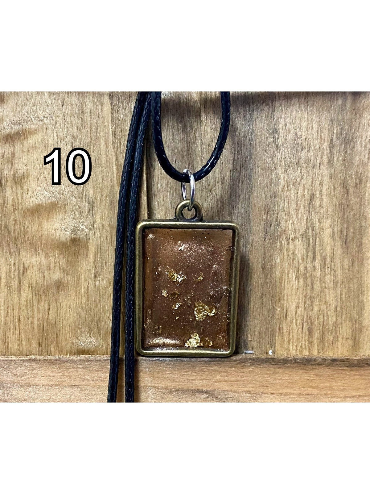 Open-Bezel Resin Pendant - Bronze-Gold