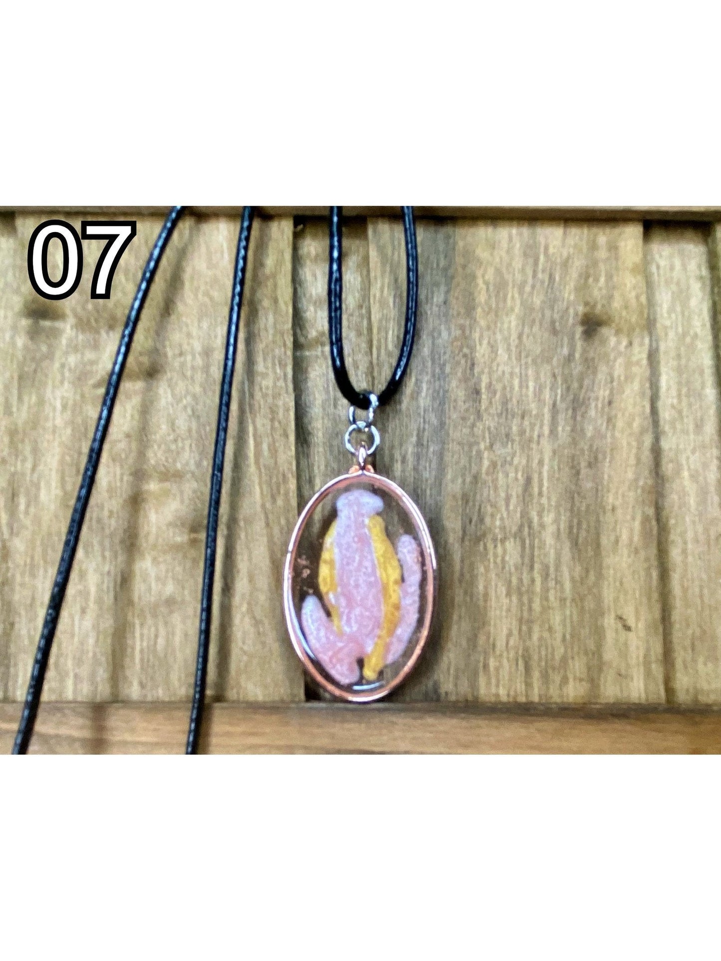 Open-Bezel Resin Pendant - Rose-Gold