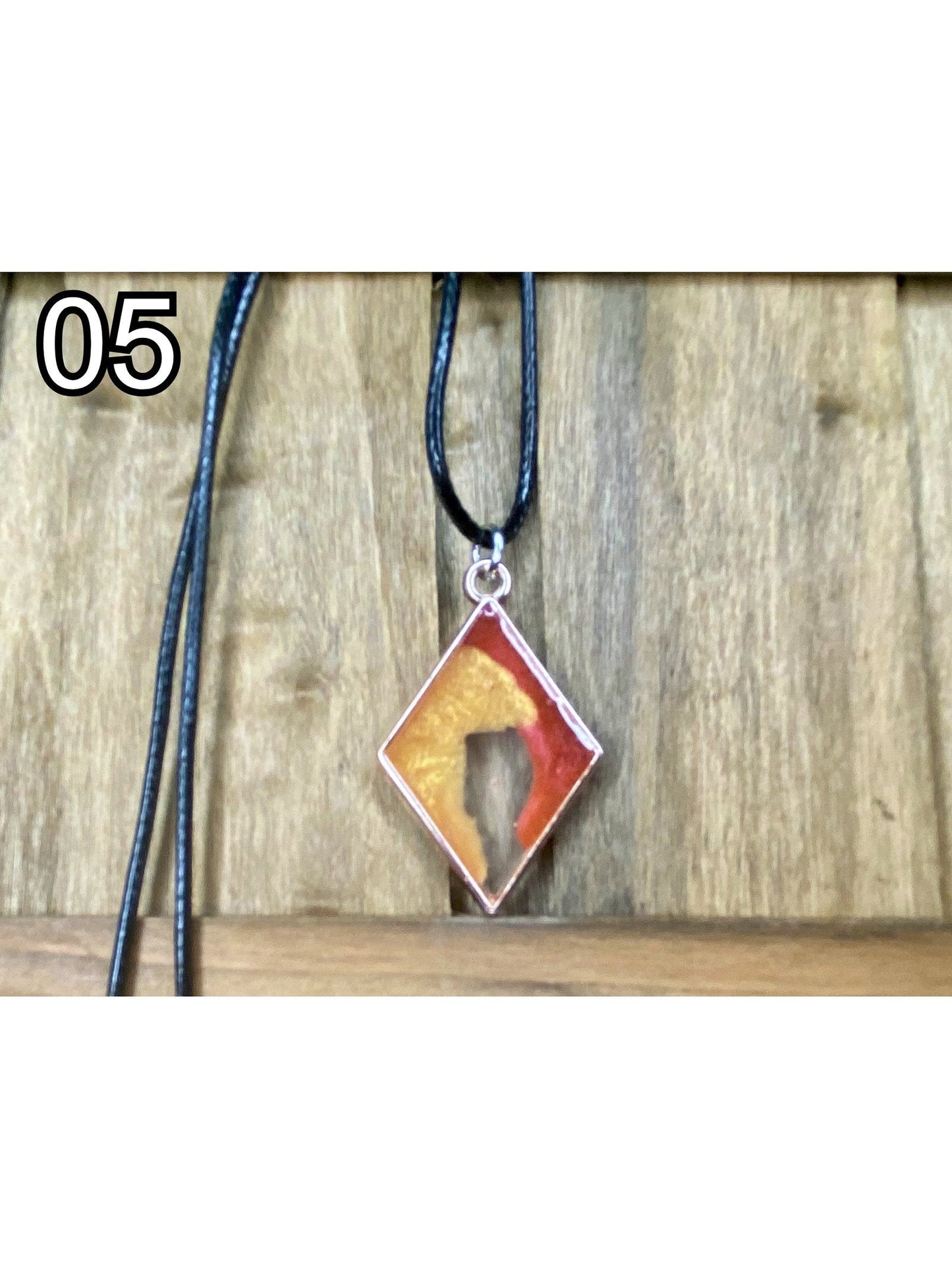 Open-Bezel Resin Pendant - Rose-Gold