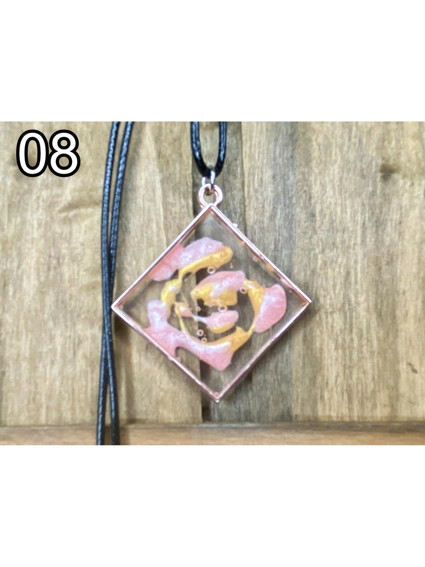 Open-Bezel Resin Pendant - Rose-Gold